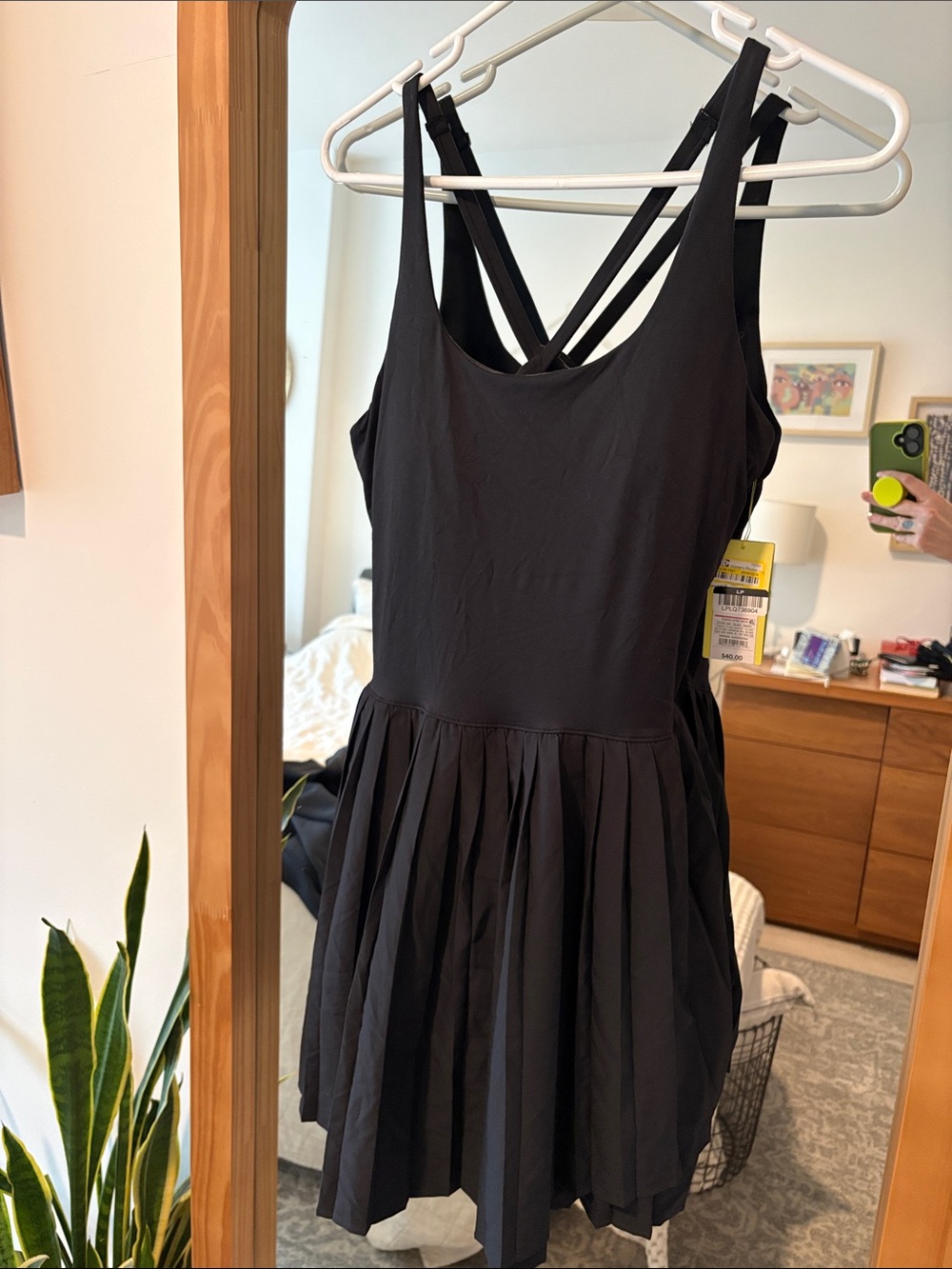 All in motion Black Strappy Pleated dress